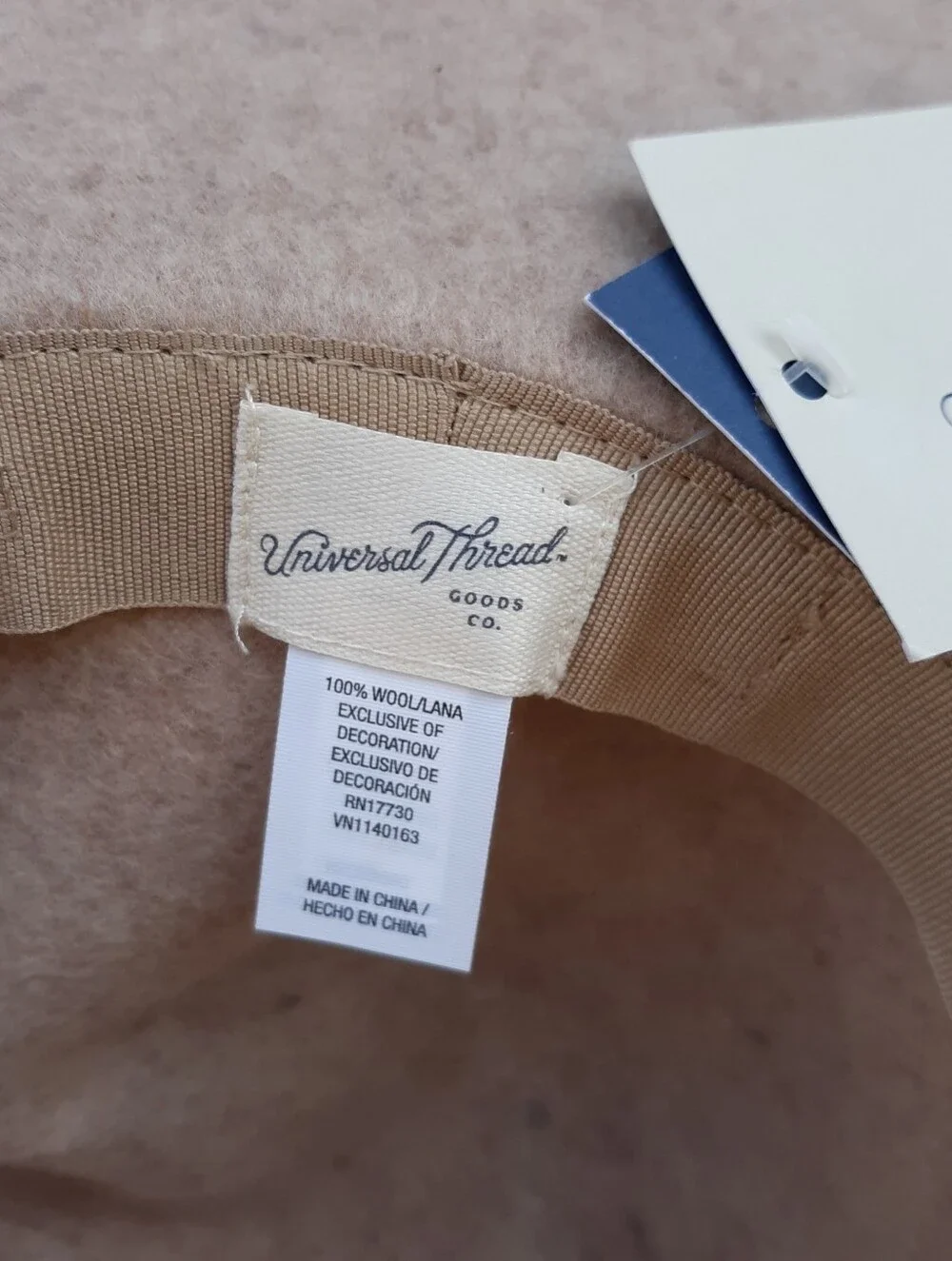 Universal Thread Beige Heather 100% Wool Wide Brim Fedora Panama Hat New With Ta
